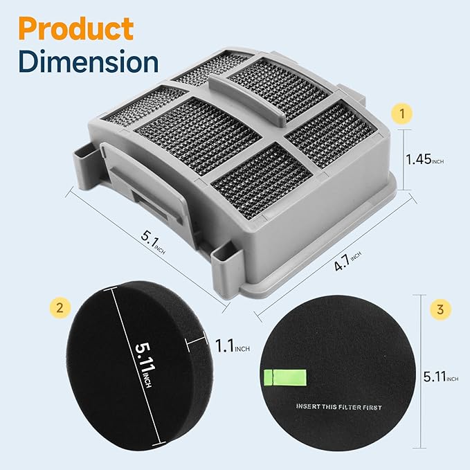 39883 3418 Filter for Bissell Pet Hair Eraser 39883 3418 3774F 3409 3774 3774G 3775 3415 3404 3402 SurfaceSense Vacuums，2Filter+4cotton+1brush