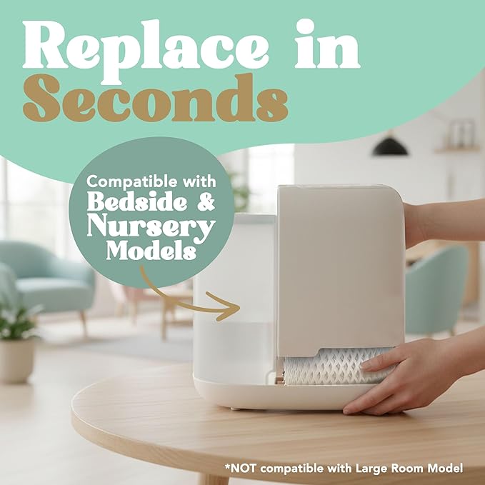 Durabasics Humidifier Filter Replacement – Compatible with Canopy Bedside Humidifiers (4 Pack), Wick Filters, Wood Pulp Paper, Helps Capture Minerals, Replace About Every 6 Weeks