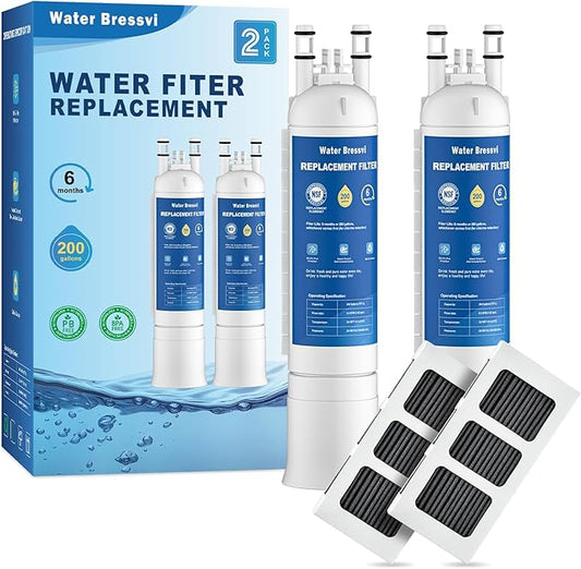 Water Filter Replacement Compatible with Frigidaire FPPWFU01, FPPWFU01, PurePour PWF-1, PureAdvantage PWF-1 Water Filter and PureAir Ultra II PAULTRA2 Air Filter Combo (2+2)