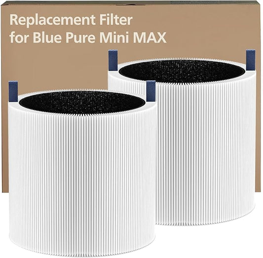 2 Pack Mini Max Replacement Filter, FMINI Filter Compatible with BLUEAIR Blue Pure Mini Max Air Purifier, Ture HEPA + Activated Filter
