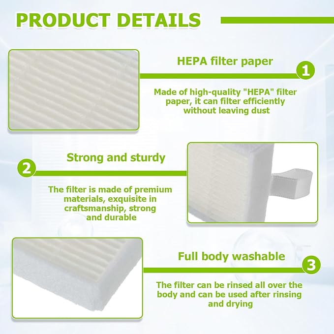 HEPA Vacuum Filters Replace for I-LIFE v3 v3s V3s pro v5 v5s v5s Pro I-LIFE Robot Vacuum Filters(pack of 10pcs)