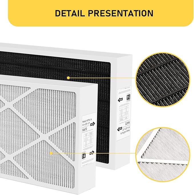 X6672 16x25x5 MERV 16 Filter Compatible with Lennox X6672 Merv 16 Home Furnace Filter for HVAC System, Part Number HCF16-16, (Actual Size: 15.75 x 24.75 x 4.37 In), 2 Pack