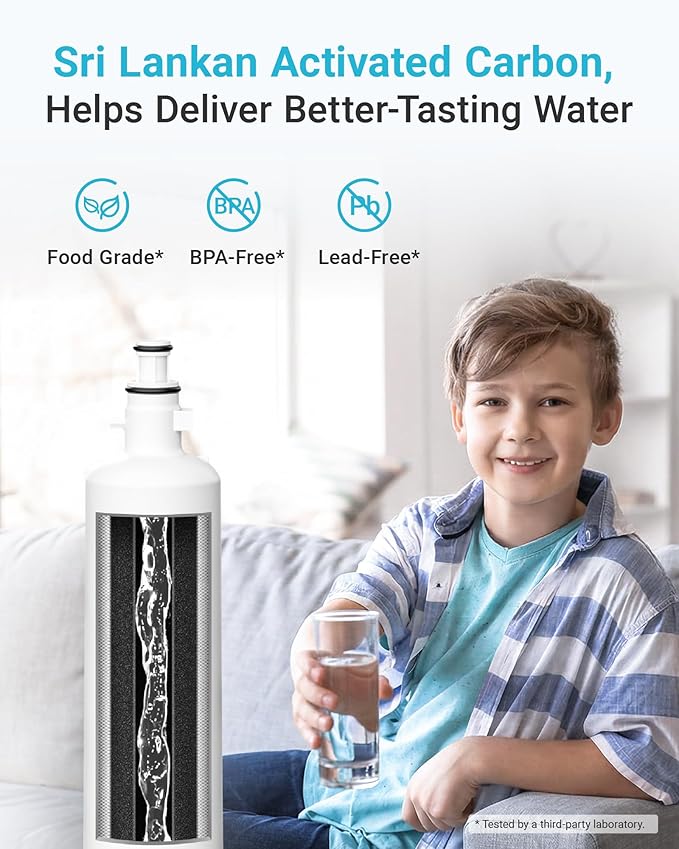 AQUA CREST AQF-FF19C Replacement for GE® RPWFE®, RPWF (with CHIP) Refrigerator Water Filter, Compatible with GYE22HMKES, GYS22GMNES, GYE22HBLTS, DFE28JSKSS, GFE28HMHES, GNE29GYNFS, 2 Filters
