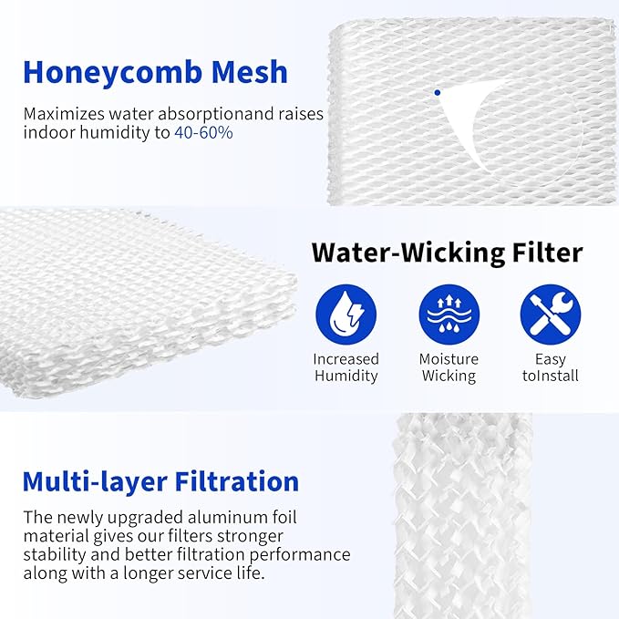 MD1-0034 Humidifier Wicks Filters Replacement, Compatible with Vornado Evaporative Humidifier Evap40, Evap2, EV100, EV200, EVDC300, EVDC500, EVDC505, 4 Packs