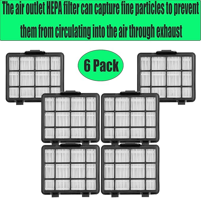 6 Pack HEPA Filters Replacement Set Compatible with Eureka NEN180 NEN186BL Bagless Canister Vacuum Cleaner
