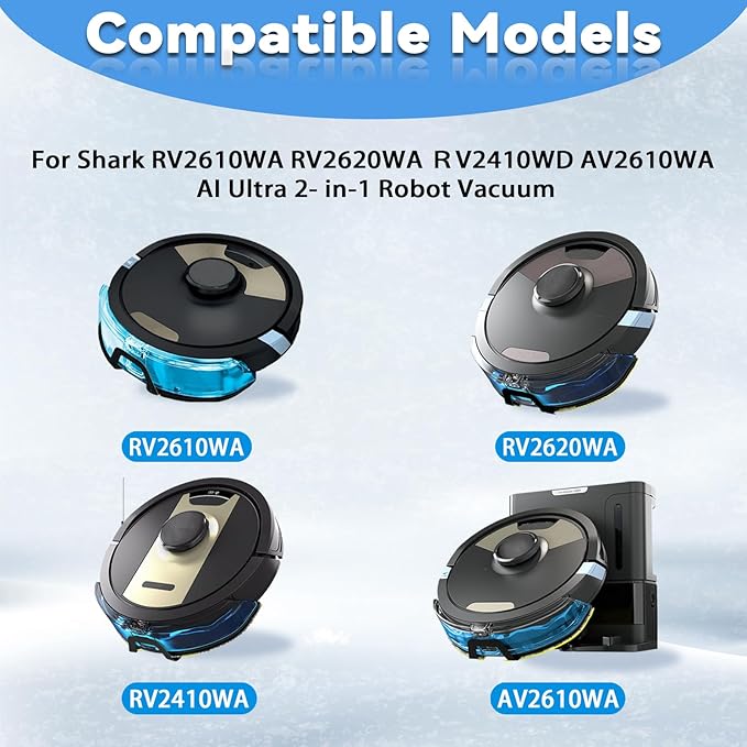 6-Pack Mop Pads Compatible for Shark Matrix Plus AI Ultra 2-in-1 Robot Vacuum AV2610WA, RV2610WA, RV2610BTUS, AV2620WA, AV2630WA, RV2410WD, RV2402WD