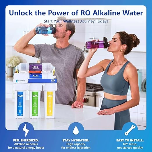 Express Water 10 Stage Reverse Osmosis Alkaline Water Filtration System with Alkaline Filter for Added Essential Minerals – RO Water Filter with Faucet and Tank – Under Sink Water Filter 50 GPD