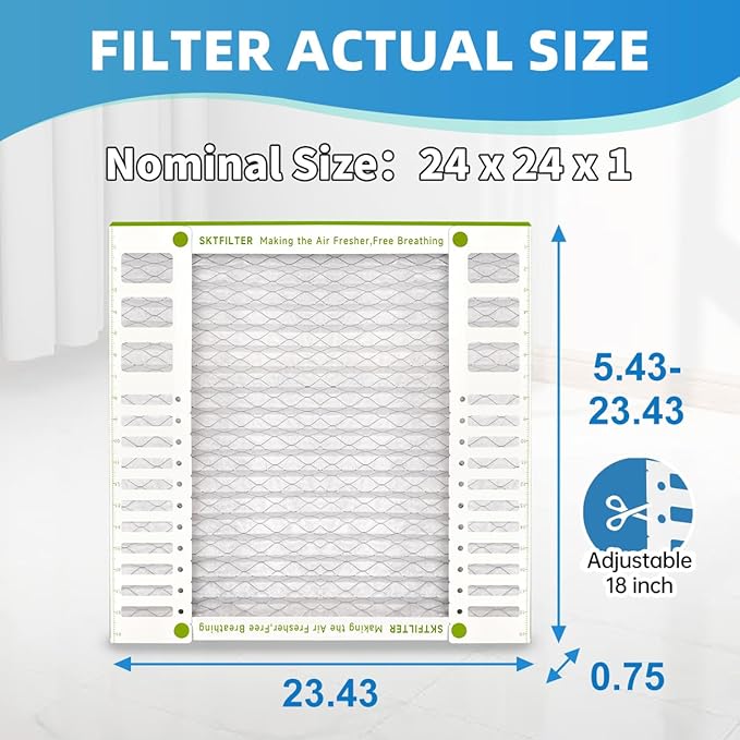 24x24x1 Air Filter AC Furnace MERV 13 Comparable with MPR 1900 FPR 10 HVAC Air Condition cabin Vent Fan Electrostatic Pleated Actual Size 23.43 x 23.43 x 0.75 6 Packs