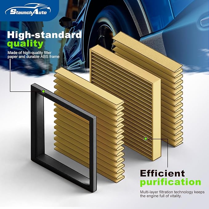 Engine & Cabin Air Filter Set for 2020-2026 Cadillac CT4 (2.0L/2.7L), 2020-2026 Cadillac CT5 (2.0L) - Activated Carbon - Automotive Replacement Accessories #CF11966 84498926