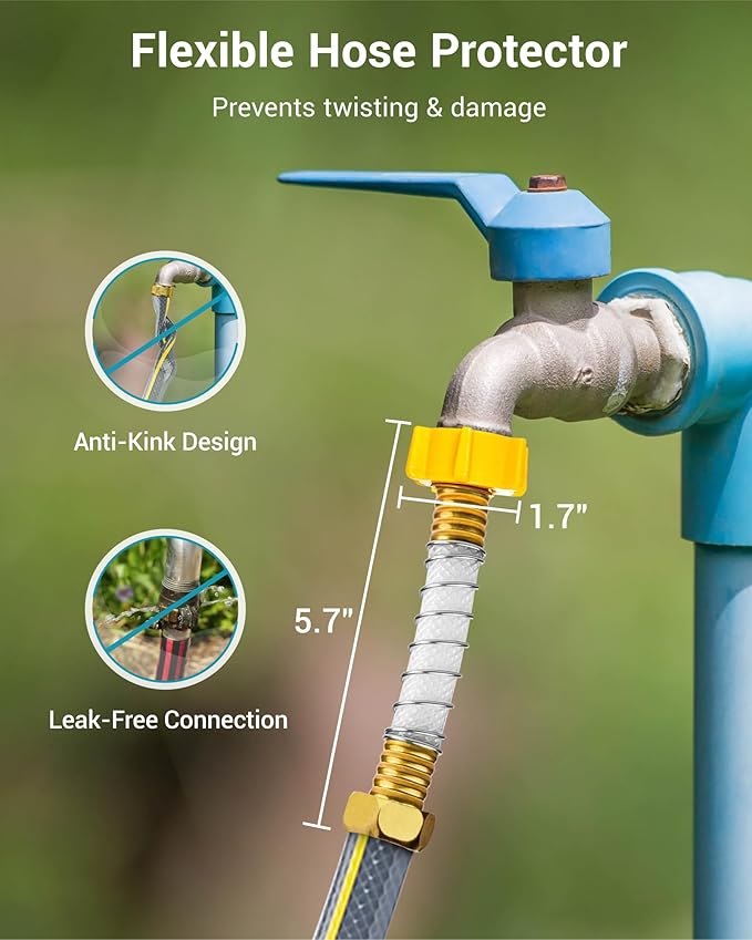 AQUA CREST Garden Hose Water Filter for Plants, Greatly Reduces Chlorine, Odor, Improve Plants Health, Ideal for Organic Gardening, Farming and Pets, 6 Pack with 2 Hose Protector
