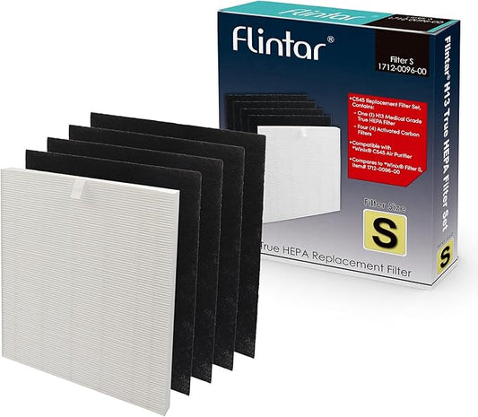 C545 Replacement Filter S, Made in TAIWAN, Compatible with Winix C545 Air Purifier, Compares to Winix S Filter 1712-0096-00, H13 Grade Air Filter + (4) Activated Carbon Filters