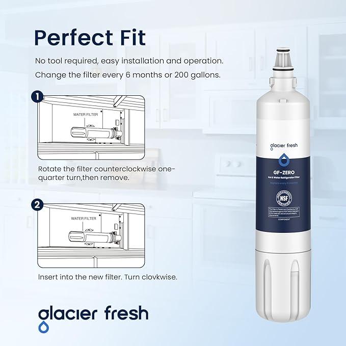 GLACIER FRESH Replacement for 4204490 Water Filter and 7007067 Air Purification Cartridge Combo Pack, Compatible with Sub-Zero 4204490, 4290510 Water Filter, 7042798/7007067 Air Filter(1+1)