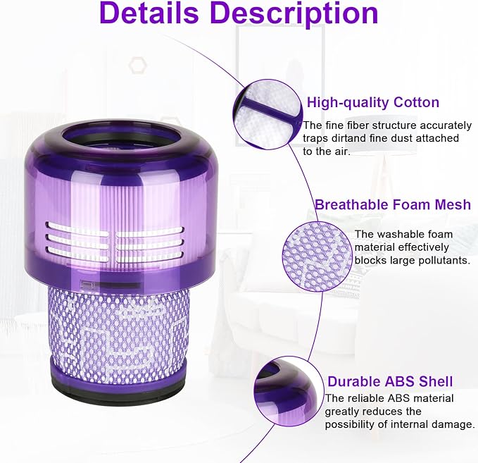 V9 SV18 Filter Replacement for Dyson Digital Slim V9 SV18 Cordless Vacuum, Part No. 970612-01 for Dyson Digital Slim