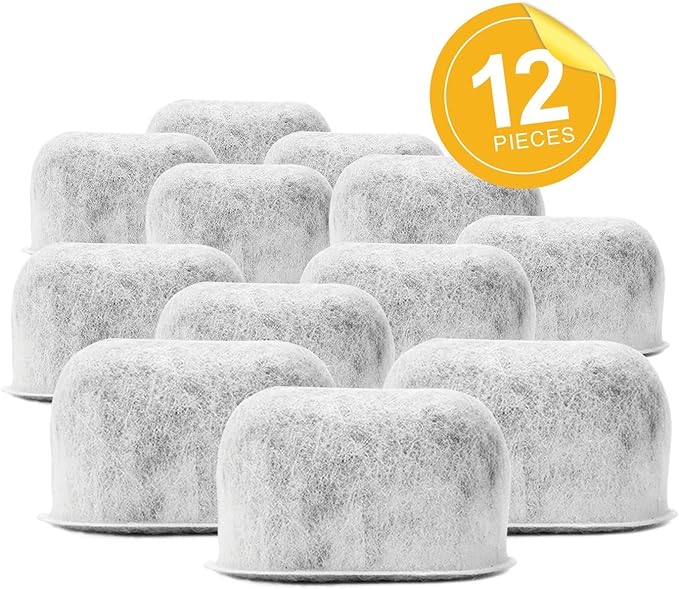 Pack of 12 Replacement Charcoal Water Filters for Keurig Brewers - Coffee Machine Compatible Water Filter Cartridges Universal Fit (NOT CUISINART) for Keurig 2.0 & 1.0 Coffee Makers