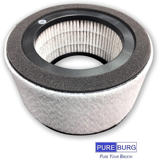 PUREBURG Replacement Filter Compatible with Crane EE-5067 Air Purifier HS-1944, Pack of 2, H13 HEPA Activated Carbon 2-IN-1 4-Stage Filtration Pre-Filter (Washable)