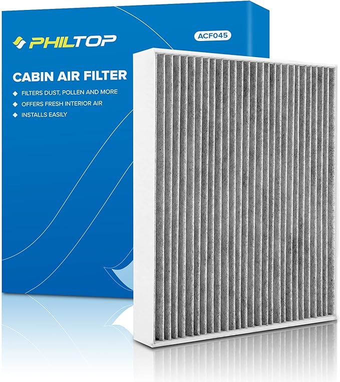 PHILTOP HEPA Cabin Air Filter w/Activated Carbon, Compatible with CF11775 Ford Fusion 2013-2020, Edge 2015-2024, SSV Plug-In Hybrid 2019-2020, Lincoln MKZ 2013-2020, Nautilus 2019-2023, MKX 2016-2018