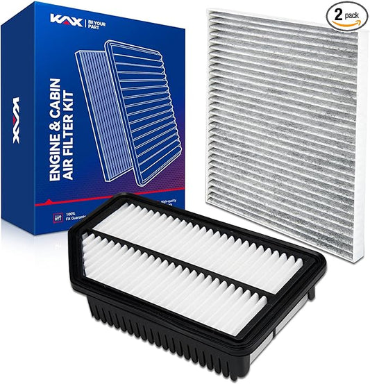 KAX Engine & Cabin Air Filter Kit, Replacement for Hyundai Accent, Veloster, Kia Rio 2012-2017, Replace# CA11206 CF10709