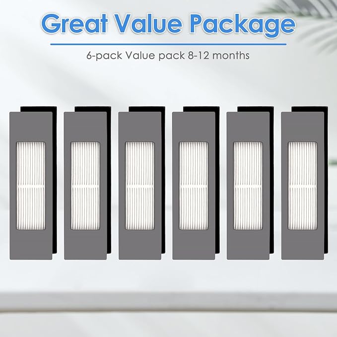 (6 Pieces) T8 HEPA Filter For Robot Vacuum ECOVACS DEEBOT OZMO N10 N10 Plus 920 950 T8 AIVI Max T9 T5 N5 N7 N8+ N8 Pro Plus DX55 DX93 DJ65, Robot Vacuum Cleaner Filter Accessories