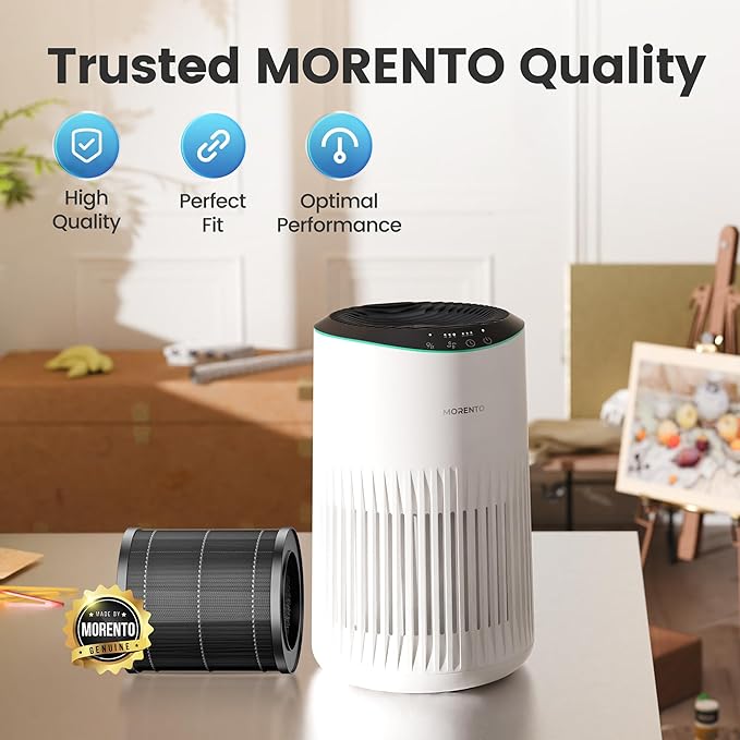 MORENTO 2 Pack MR2566 Genuine Air Purifier Replacement Filter for MR2566 Air Purifier, Original Version
