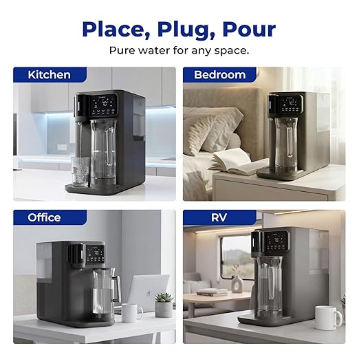 Mineralized Countertop Reverse Osmosis System, 6-Stage RO Water Filter for Fresh Clean Taste, 43℉ Chilled Water with UV-C Light, 1.32-Gal Water Tank, TDS Reduction, Installation-Free Water Purifier