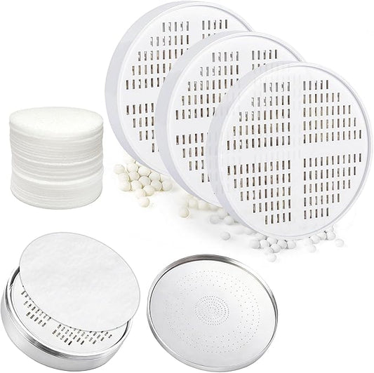 xcivi 3 Pack Vitamin C + E + A Shower Filter Replacement Cartridge for Aquahomegroup Shower Head, 30 PCS Filtered Shower Head Sediment Pads