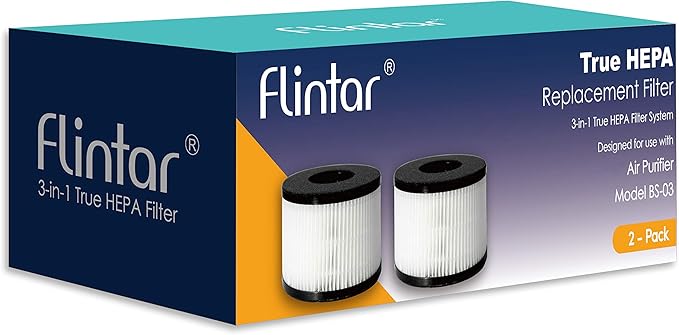 BS-03 Replacement Filter, Compatible with PARTU and SLEVOO BS-03 HEPA Air Purifier, 2-Pack