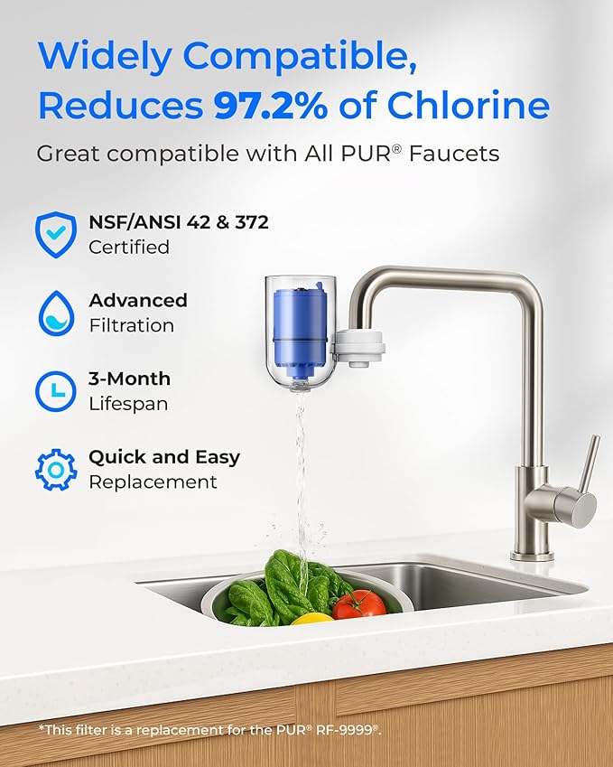 Waterdrop C08A Faucet Water Filter, Compatible with All PUR® PLUS Water Filter, PUR® PLUS RF9999® Faucet Water Filter, NSF 42 Certified, 6-Month, 600-Gallon, 2 Pack