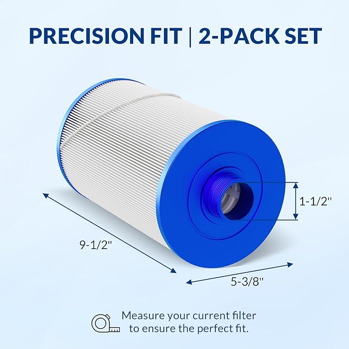 2-Pack 303279, FC-2402, 5CH-37 Replacement Spa Filter, Compatible with Lifesmart & Freeflow Hot Tub Filter, 1.5" MPT Thread, Pro Series