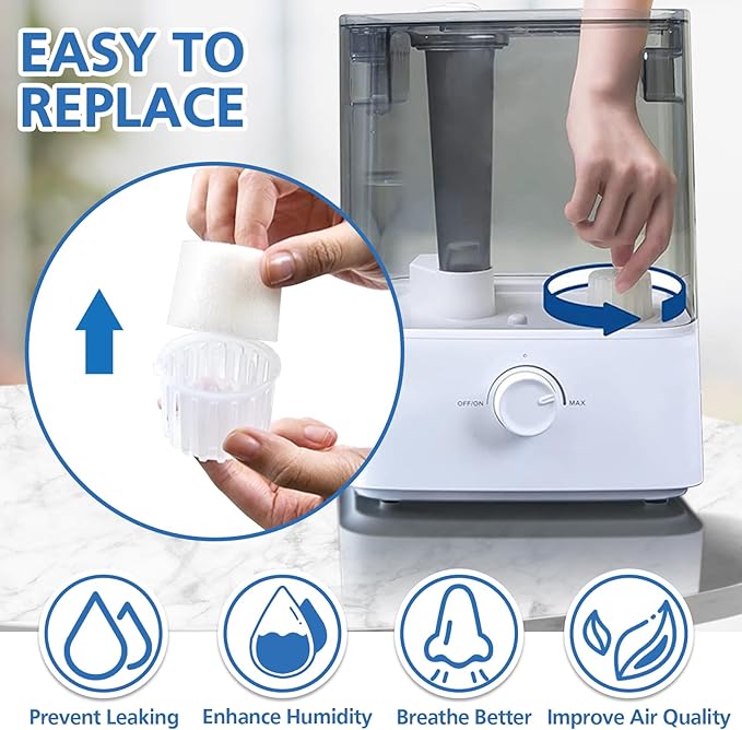 ShufudeJa 30-Pack Top Fill Humidifier Replacement Filter Compatible with LEVOIT Classic160, Dual150, Dual200S, Classic300(S), LV600S, OasisMist450S, Superior6000S Humidifiers