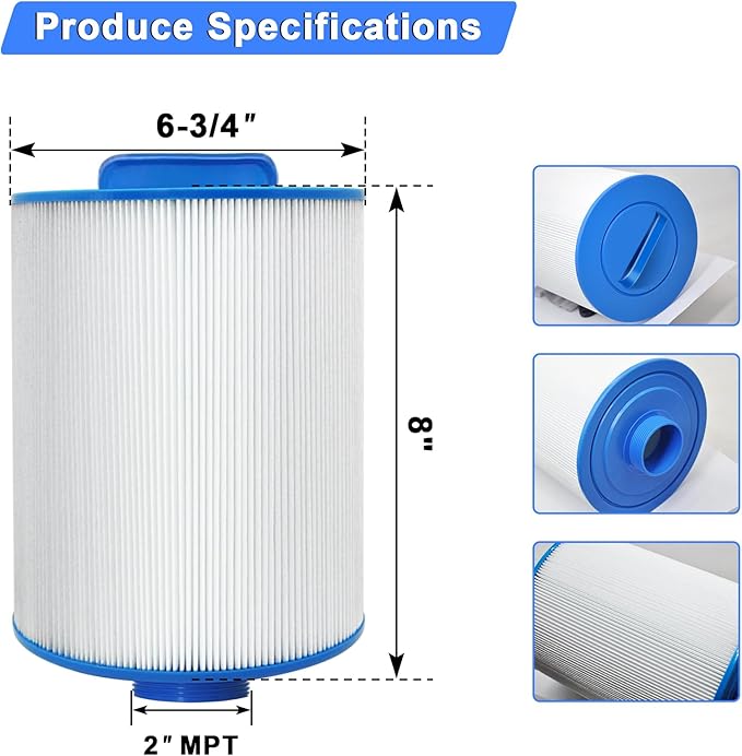 PAS50SV-F2M Hot Tub Spa Filter Cartridge, Compatible with Unicel 6CH-502, Filbur FC-0311, Master Deluxe M60506, Magnum AR50, Baleen AK-90161, Excel Filters XLS-604 Artesian Spas Filter, 2 Pack