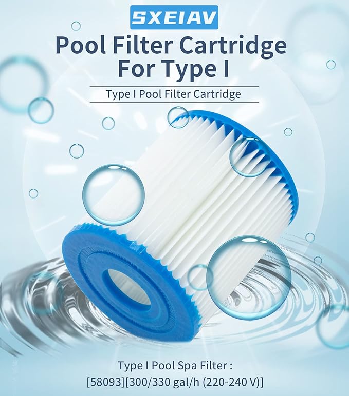 Type I Pool Filter Cartridge, Replacement Filters Cartridge for 58093, for Swimming Pool Filter RX330 Filter Pump, for 300/330 Gal/H Filter Pumps (8 Pack)