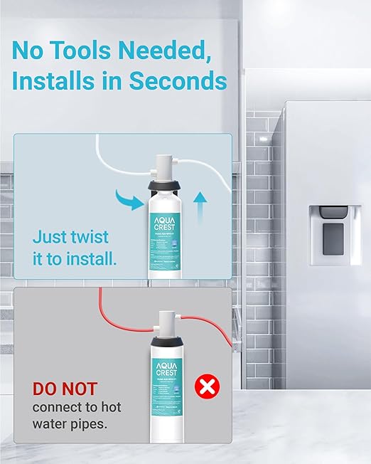 AQUA CREST F-1000 Water Filter, Replacement for InSinkErator® F-1000, F-2000, F-3000, AquaPure AP Easy C-Complete, 500 Gallons, NSF/ANSI 42