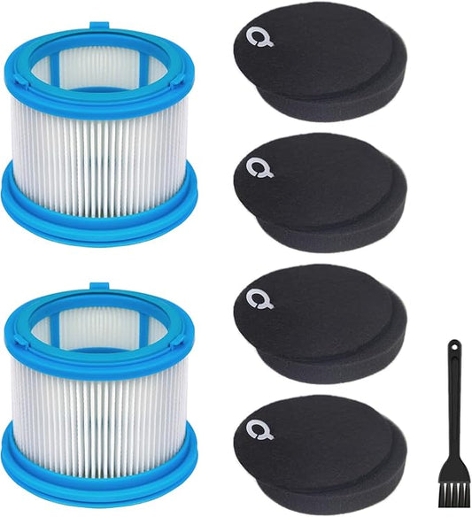 4039 Filter Kit Replacement for Bissell PowerClean FurGuard 280W Self-Standing Cordless Vacuum 4051 4052 4205 Series, NO.1646969 & 1646970, 2 Post Motor Filters and 4 Carbon Filters, 1 Cleaning tool