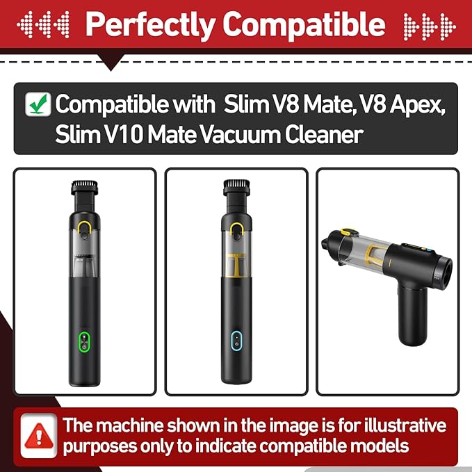16 Pcs Vacuum Filter Replacement Compatible with Slim V8 Mate, Slim V8 Apex, Slim V10 Mate Cordless Car Vacuum Cleaner, 2 Stainless Steel Pre-filter, 16 Washable Hepa Filters, 1 Cleaning Brush