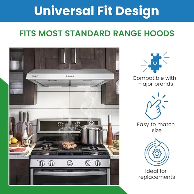Filter Everything Range Hood Filter Replacement for Stove Exhaust Fan, Aluminum Vent Filter to Trap Grease & Smoke, Range Hood Grease Filters Filters, Universal Compatibility 97007696 & GE WB2X2052
