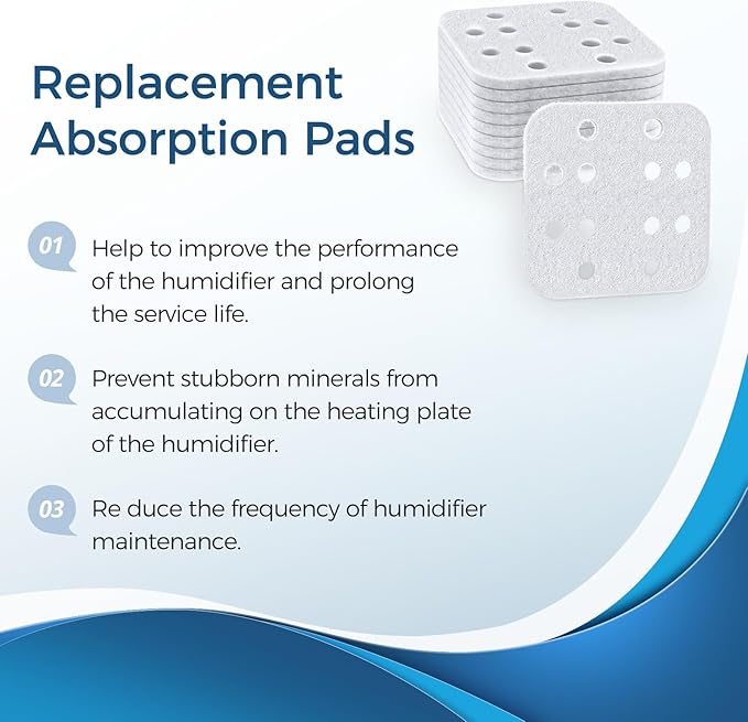 20-Pack Mineral Absorption Pad, Humidifier Replacement Filters Compatible with LEVOIT LV600S, LV600HH, OasisMist450S Humidifier, Works for Fine Particles in Water Tank, White
