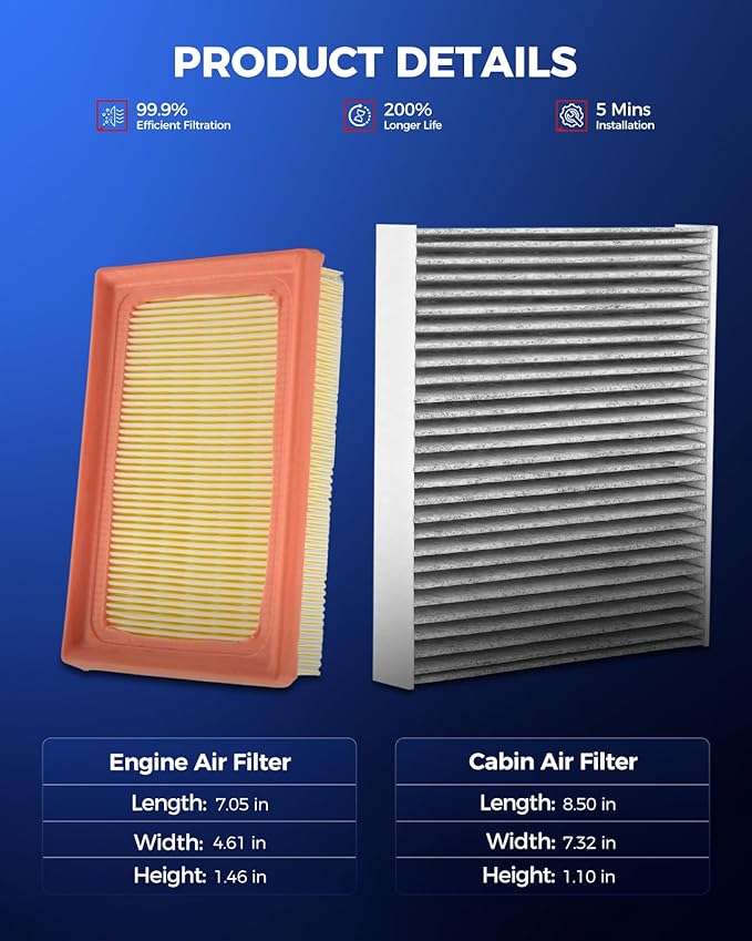 KAX Engine & Cabin Air Filter Kit, Replacement for Toyota Prius 2016-2022 (From 11/2015), Corolla 2020-2026 1.8L(Hybrid Models), Prius Prime 2017-2022, Prius AWD-e 2019-2022, Replace# CA11426 CF12157