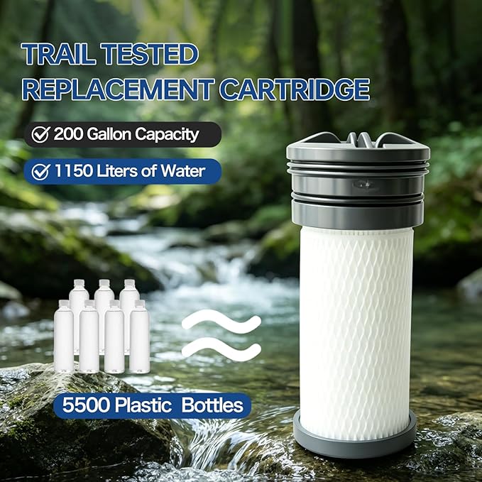 Water Filter Replacement Cartridge for Katadyn Hiker Water Filter Systems - 200 Gallons Capacity, Taste Improvement, Water Replacement Filter for Camping, Hiking, Backpacking