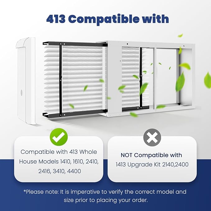2-Pack 413 Replacement Filter Compatible with AprilAire Whole House Air Purifiers, Models 1410, 1610, 2410, 2416, 3410, 4400, MERV 13 Air Purifiers, Size: 16x25x4(Actual Size 16.1''x27.8"x4)