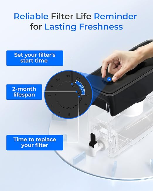 Waterdrop WFD-02L Water Filter Dispenser, Fluoride Reduction, 35-Cup with 1 Filter, 150-Gallon Long-Life, Large Capacity, Reduces Chlorine, PFOA/PFOS and More, BPA Free, Black