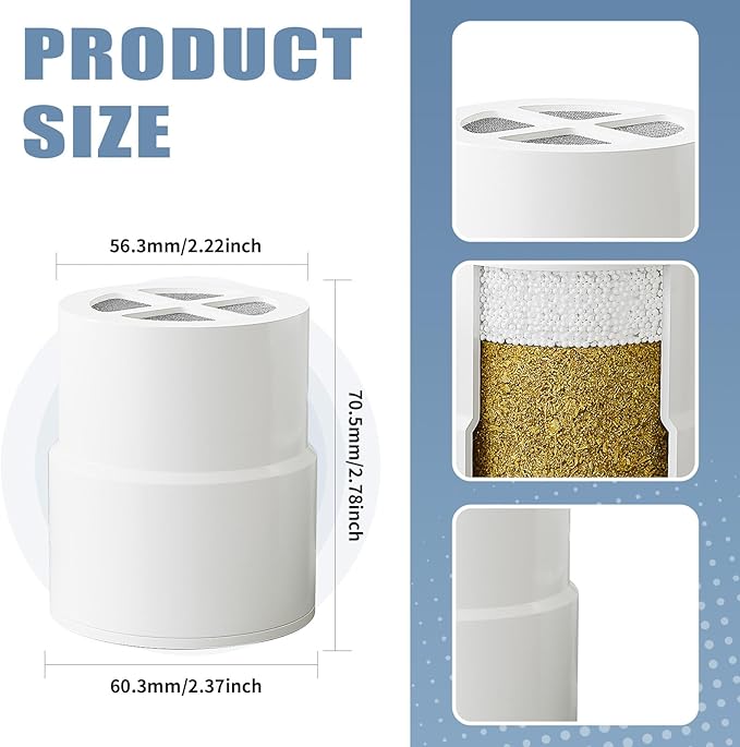 5-Pack Replacement Filter for JOLIE Shower Head, Compatible with JOLIE Shower Filter Cartridge, Reduces Chlorine, Heavy Metals & Impurities, Softens Skin & Hair