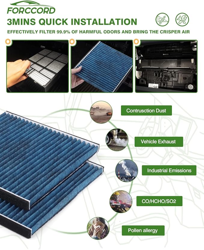 2-Pack HEPA Cabin Air Filter Fits for Avalon Camry Solara Sienna RX350 RX400h ES330 GX470 Activated Carbon Cabin Filter Replacement CP132 CF10132 87139-06030 Car Accessories