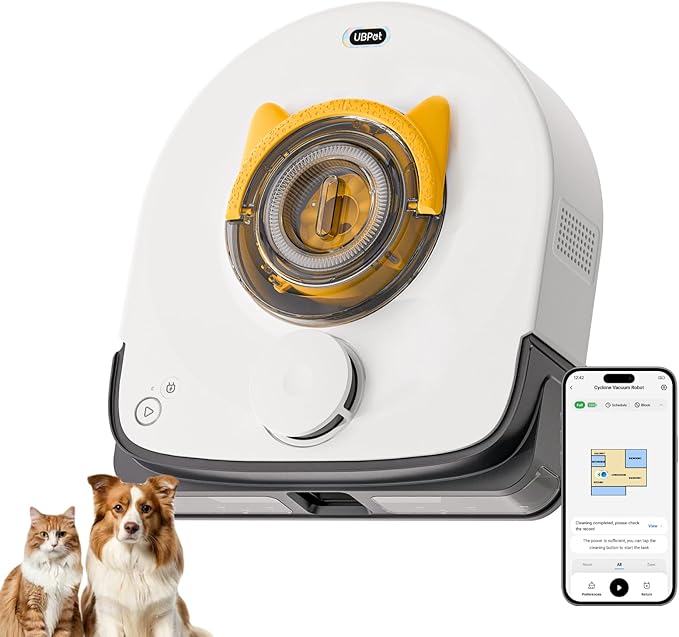 UBPET Robot Vacuum and Mop Combo Robotic Vacuum for Pet Hair, Robot Vacuum Cleaner Square Bagless Design, LiDAR Navigation, WiFi/APP Control, Self-Charging 22,000 Pa for Carpet Floor
