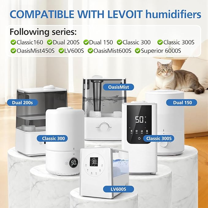 ShufudeJa 30-Pack Top Fill Humidifier Replacement Filter Compatible with LEVOIT Classic160, Dual150, Dual200S, Classic300(S), LV600S, OasisMist450S, Superior6000S Humidifiers