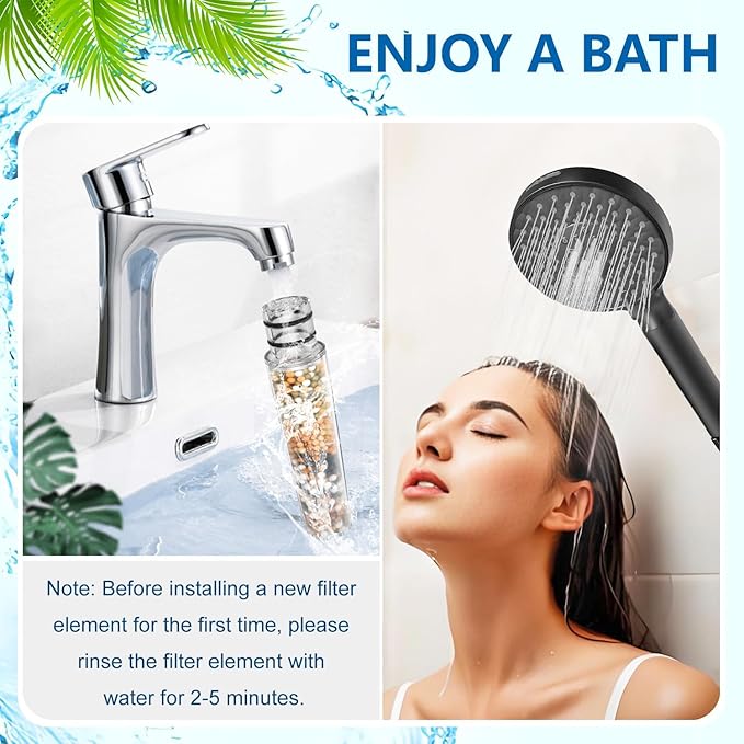 Multi-Stage Shower Filter Replacement Compatible with SR SUN RISE Shower Handheld, High Pressure 9 Spray, Hard Water High Efficiency Filter,4 Pack