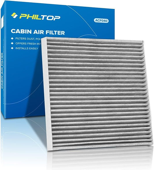 PHILTOP HEPA Cabin Air Filter w/Activated Carbon, Compatible with CF12237 Nissan Versa 2012-2019, Versa Note 2014-2018, NV200 2017-2021, Carbon Filter Up Dust Pollen Odor