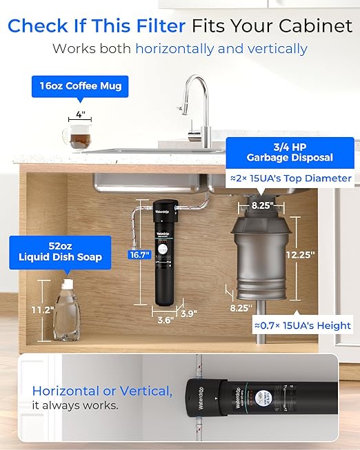 Waterdrop 15UA Under Sink Water Filter System, 2 Years, Reduces Lead, Chlorine, Bad Taste & Odor, Under Counter Water Filter Connects Directly to Your Faucet, NSF/ANSI 42 Certified