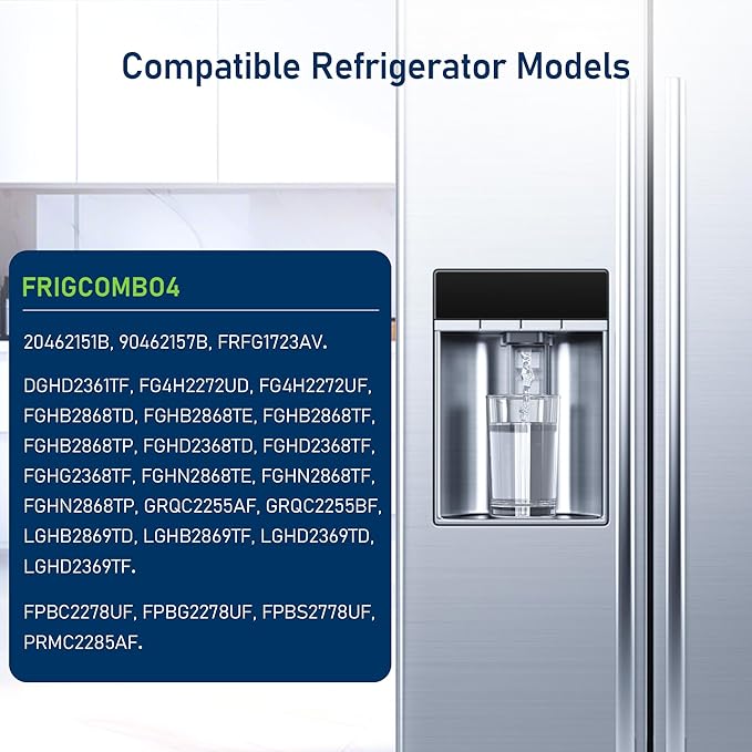 TEEHAY EPTWFU01 PureSource Ultra Water Filter & PureAir Ultra II PAULTRA2 Air Filter Combo, Compatible with Frigidaire FRIGCOMBO4, FRFG1723AV, FGHB2868TF, FGHD2368TF, FGHN2868TF, GRQC2255BF, 2 Combo