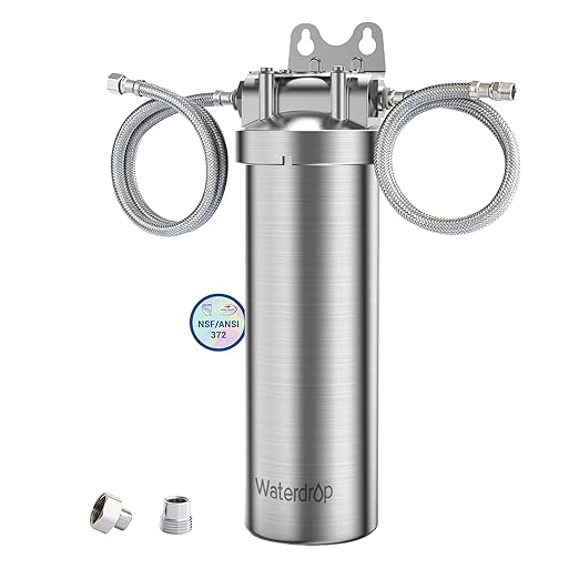 Waterdrop AS08 Stainless Steel Under Sink Water Filter System, 1 Years Lifetime Under Sink Water Filter, 5X Service Life, Reduces Chlorine, Lead, Heavy Metals, Bad Taste (1 Filter Included)