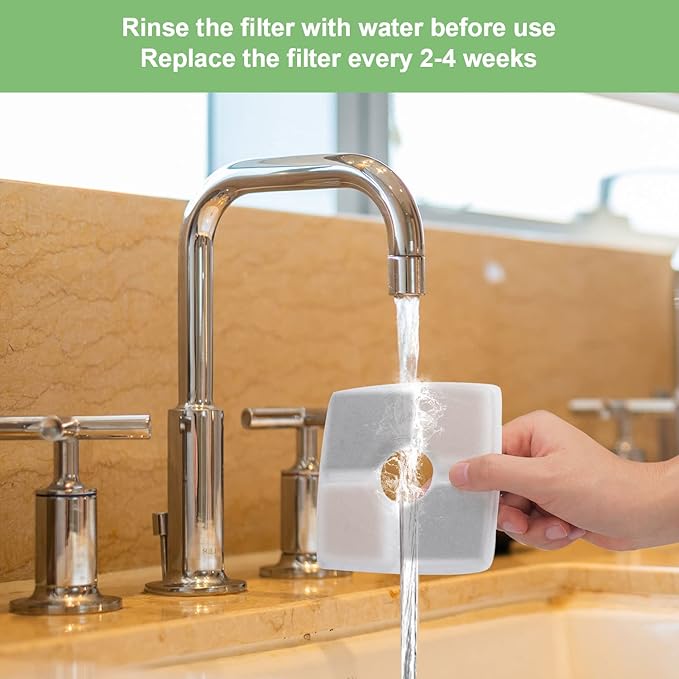 Wonder Creature Cat Fountain Filter for Cubic Cat Water Fountain, 4 Carbon Filters & 2 Pre-Filter Sponges Pack, Elliptical Pet Dispenser Filter